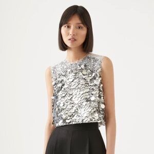 Aje Silver Sequin Sleeveless Top